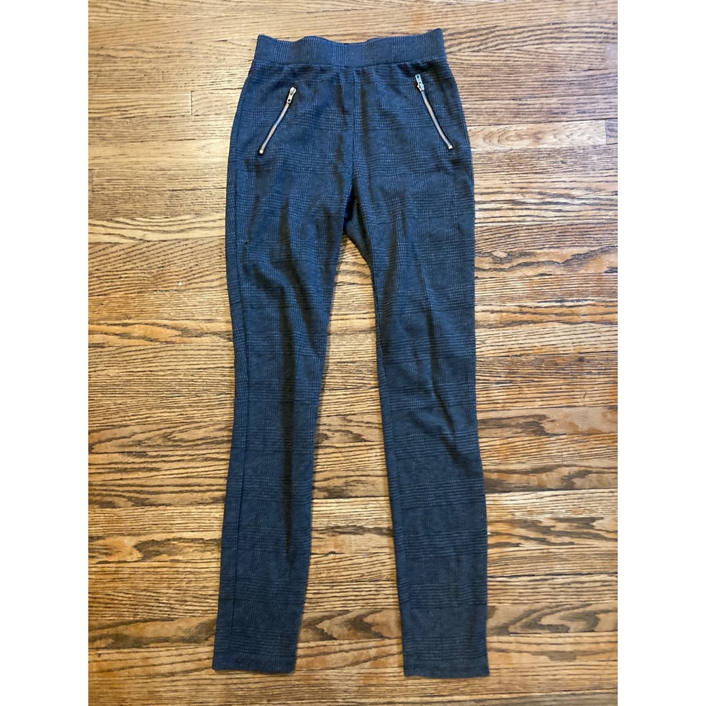 Joe B Grey Glen Plaid Leggings Pull On Zipper Detail Pants Womens XS